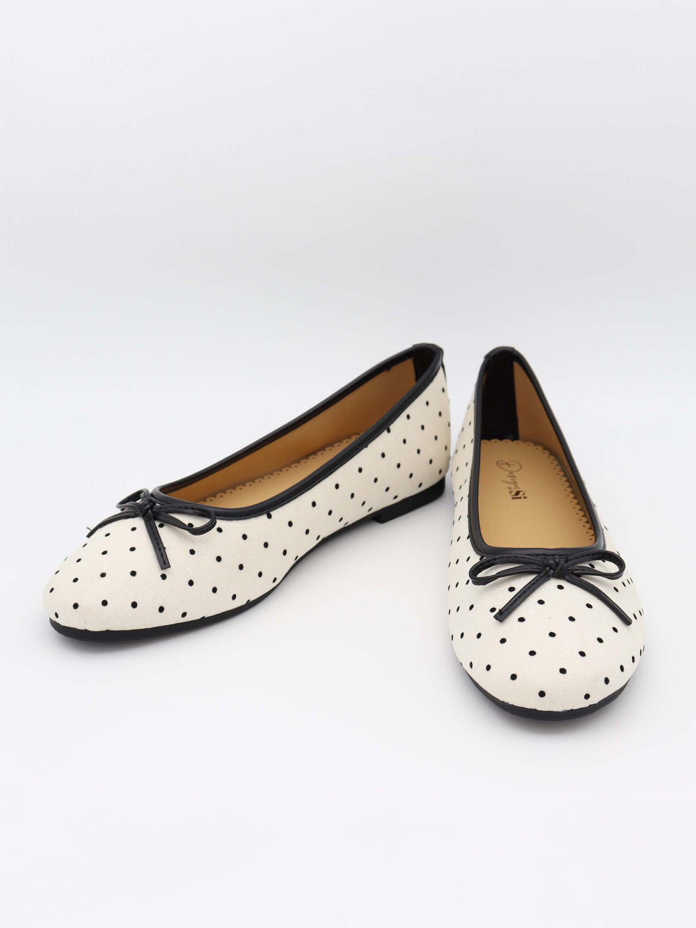 Zelia ballerina med polkaprikker - Hvid/sort