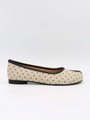 Elivia split toe ballerina med polkaprikker - Hvid/sort