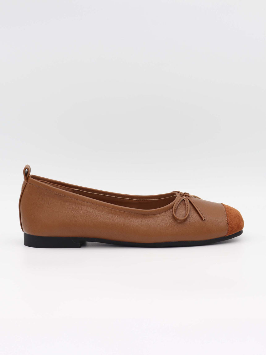 Gina ballerina med ruskindssnude - Brun