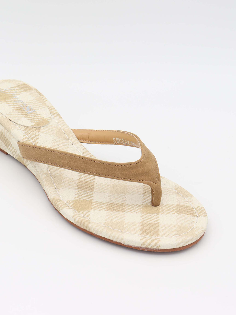 Lavina sandal med kilehæl og tern - Beige