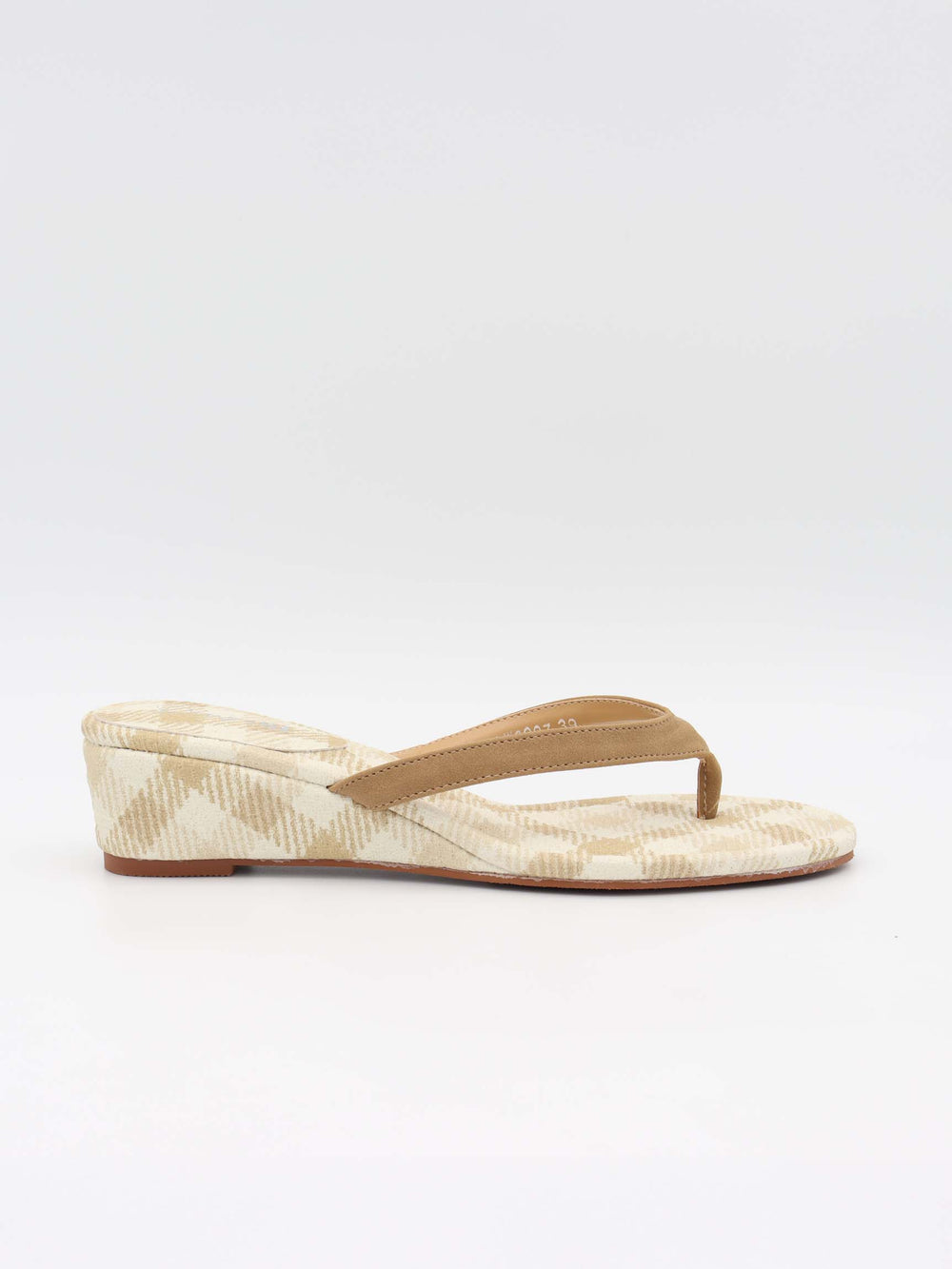 Lavina sandal med kilehæl og tern - Beige