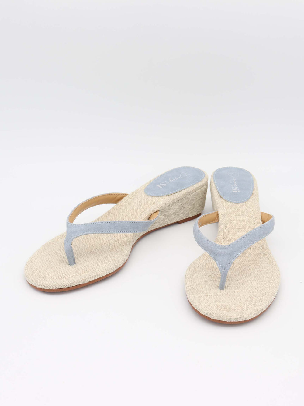 Lavina sandal med kilehæl - Lyseblå/Beige