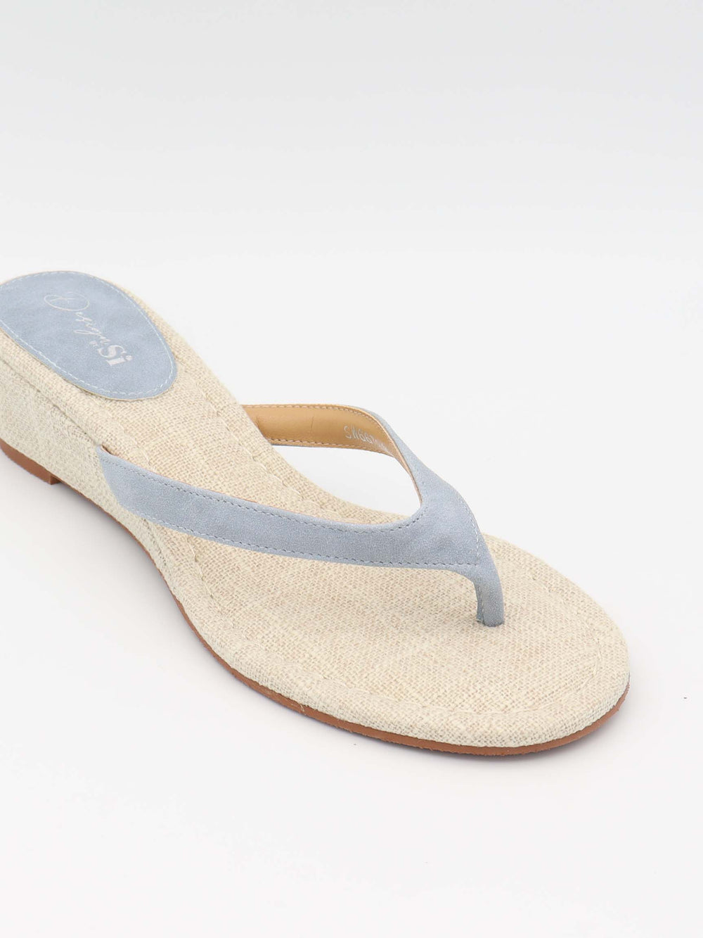 Lavina sandal med kilehæl - Lyseblå/Beige