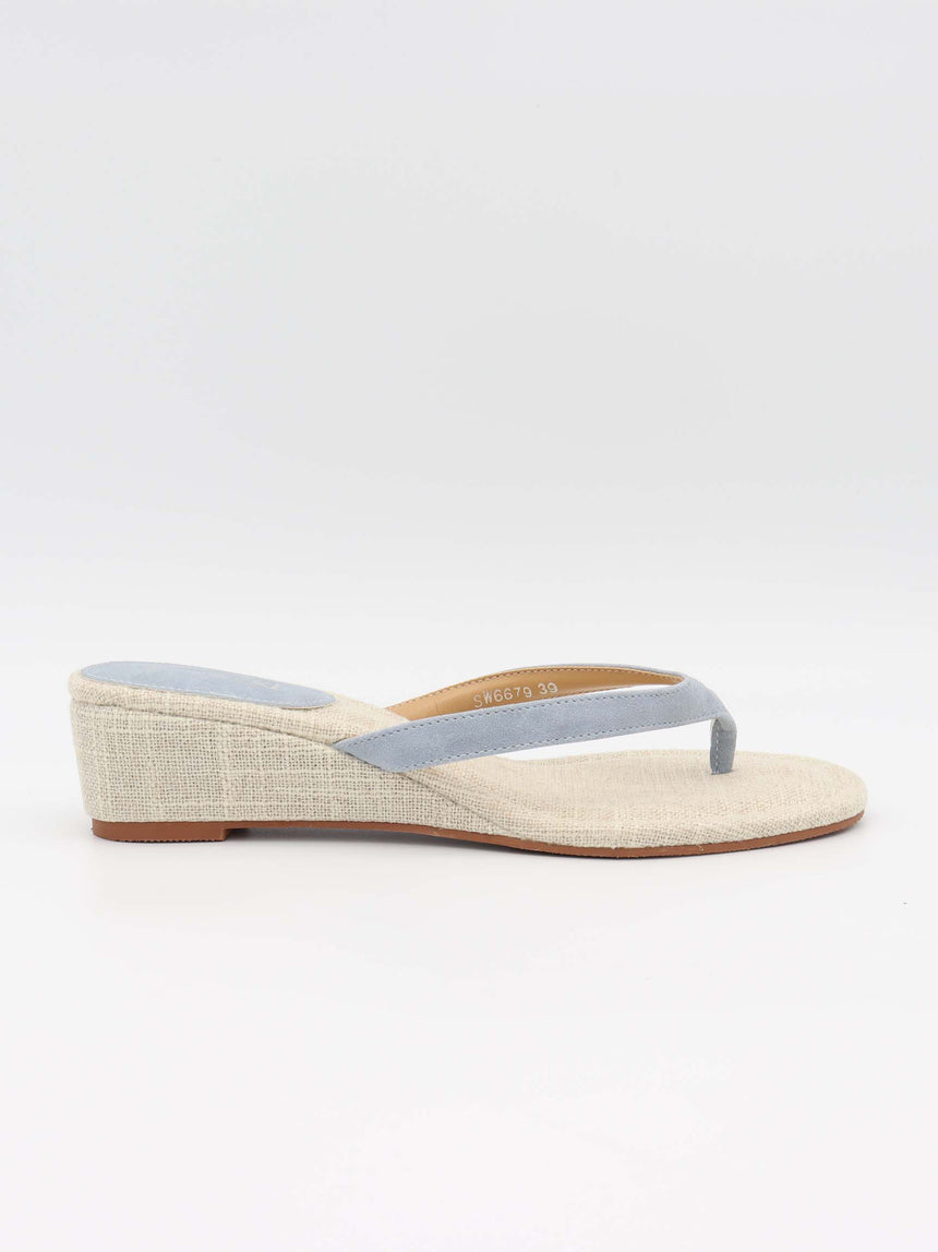Lavina sandal med kilehæl - Lyseblå/Beige