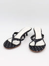 Pepita sandal med hæl og polkaprikker - Sort/Hvid
