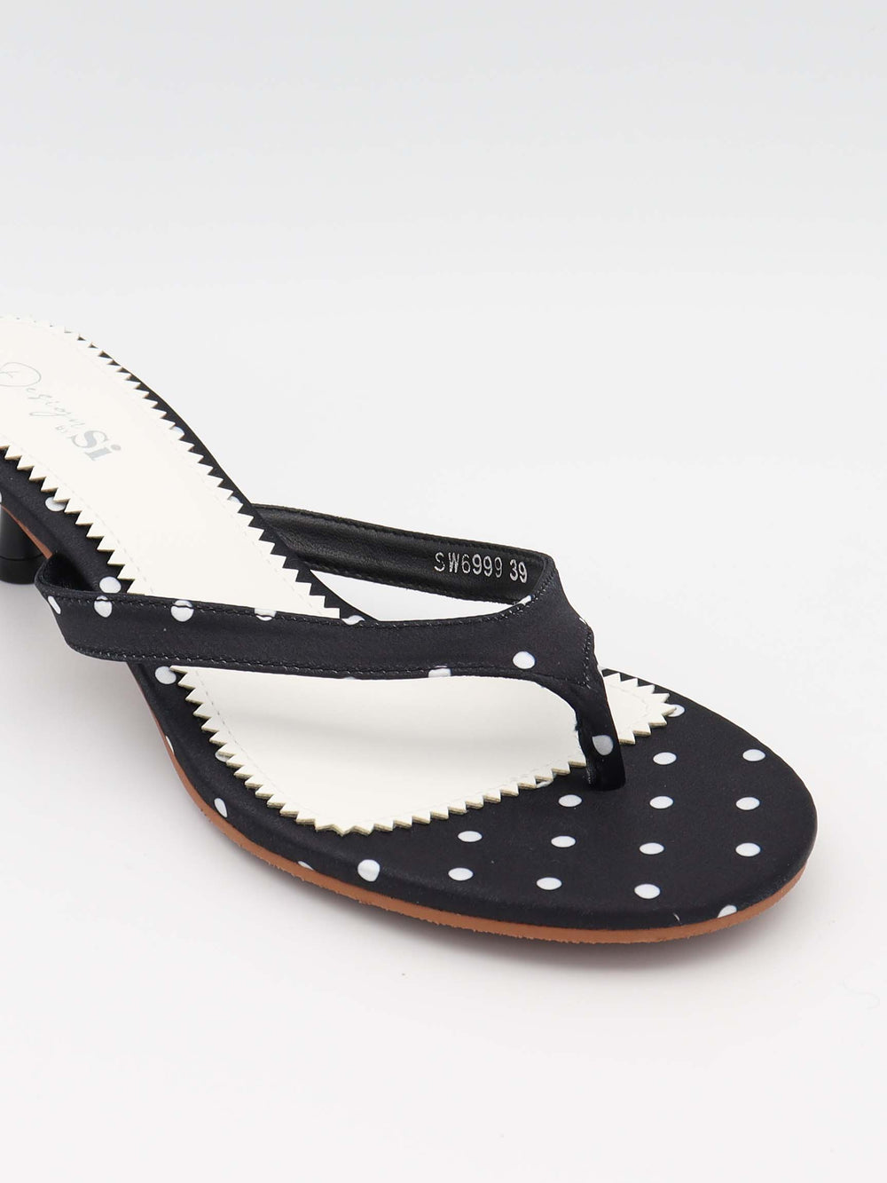 Pepita sandal med hæl og polkaprikker - Sort/Hvid