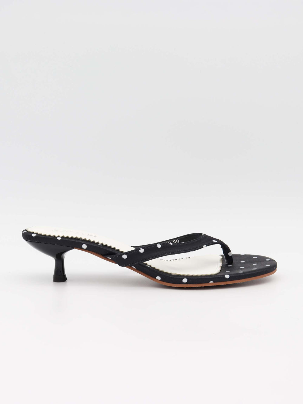 Pepita sandal med hæl og polkaprikker - Sort/Hvid