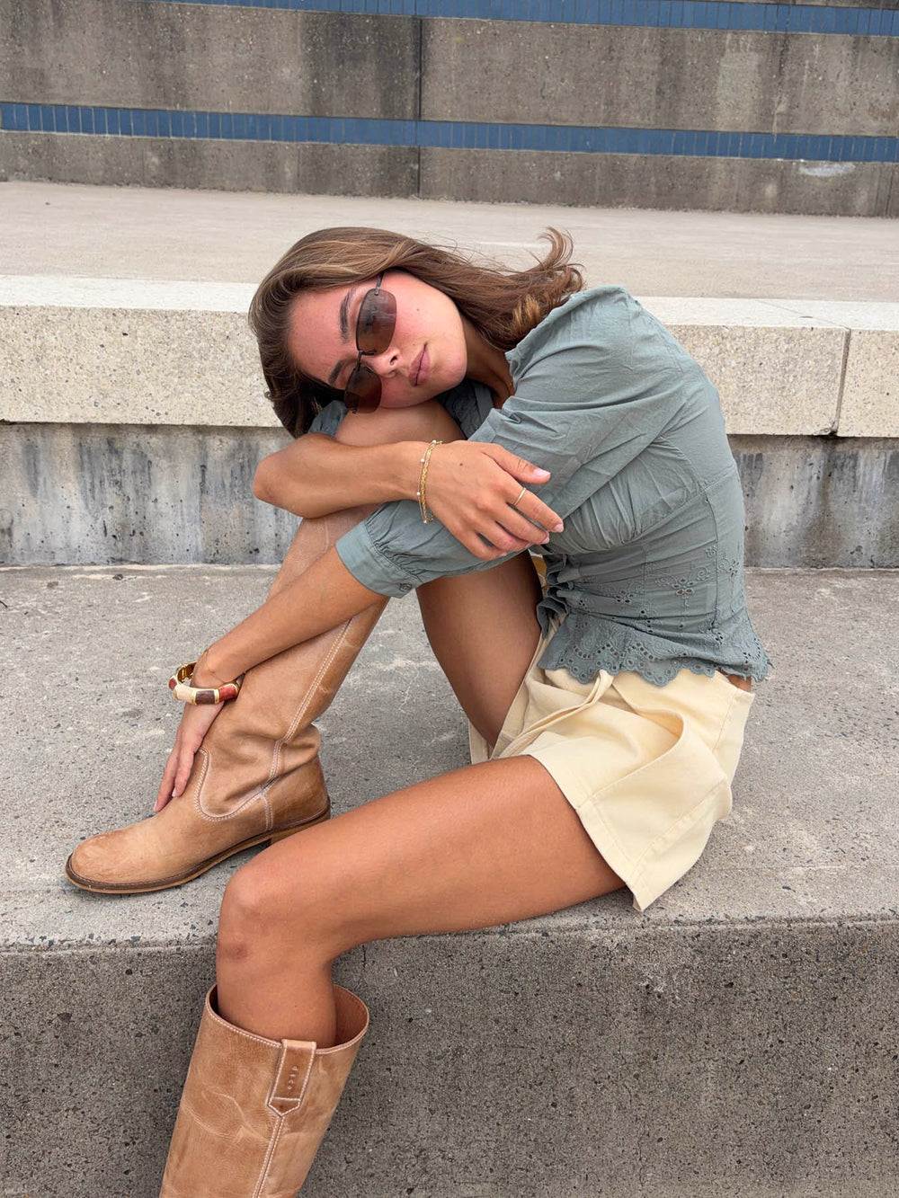 Smilly figursyet skjorte med broderi - Kaki