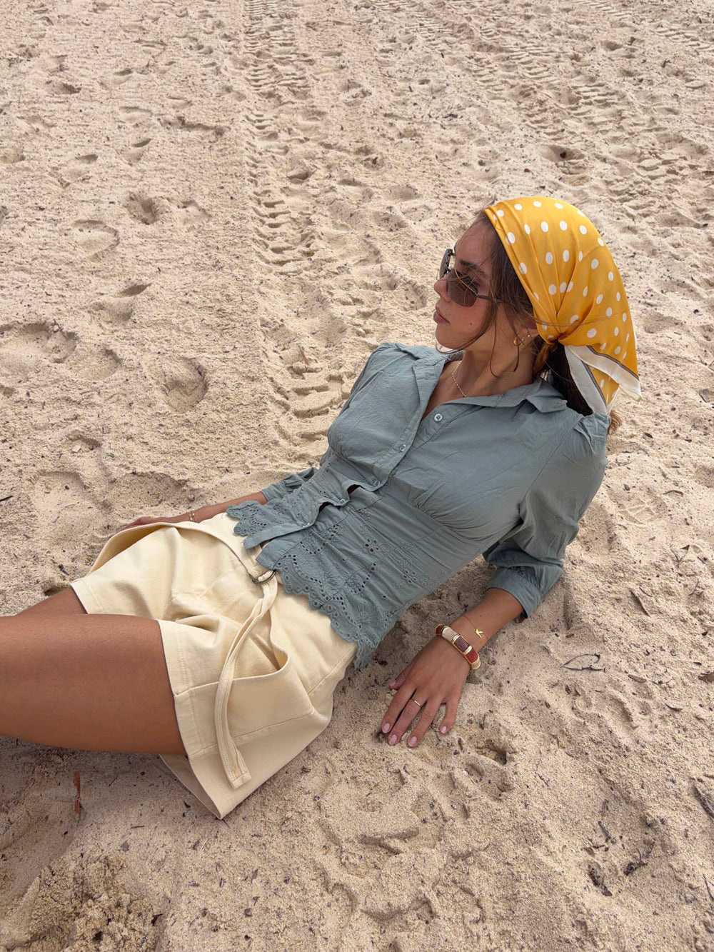 Smilly figursyet skjorte med broderi - Kaki