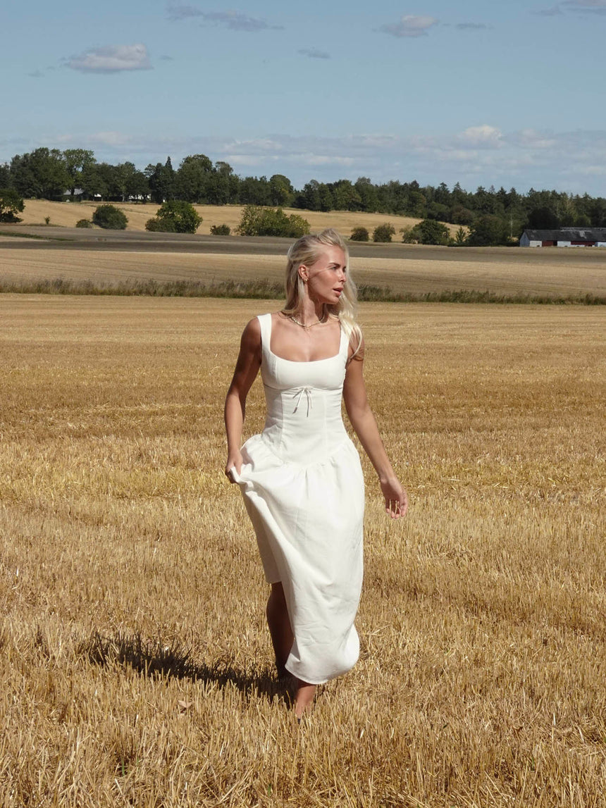 Solia hør kjole - Hvid
