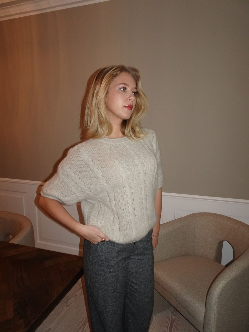 Fianna kortærmet striktrøje - Beige