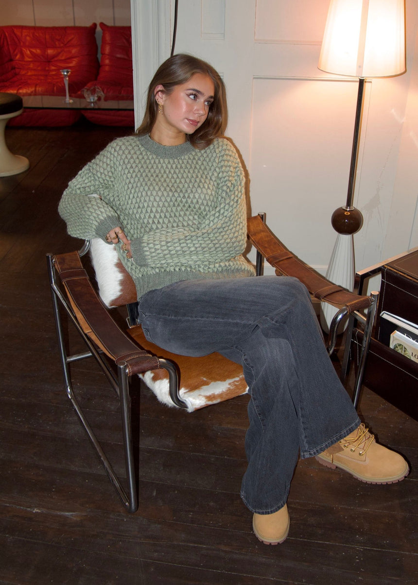 Jensine striktrøje - Grøn