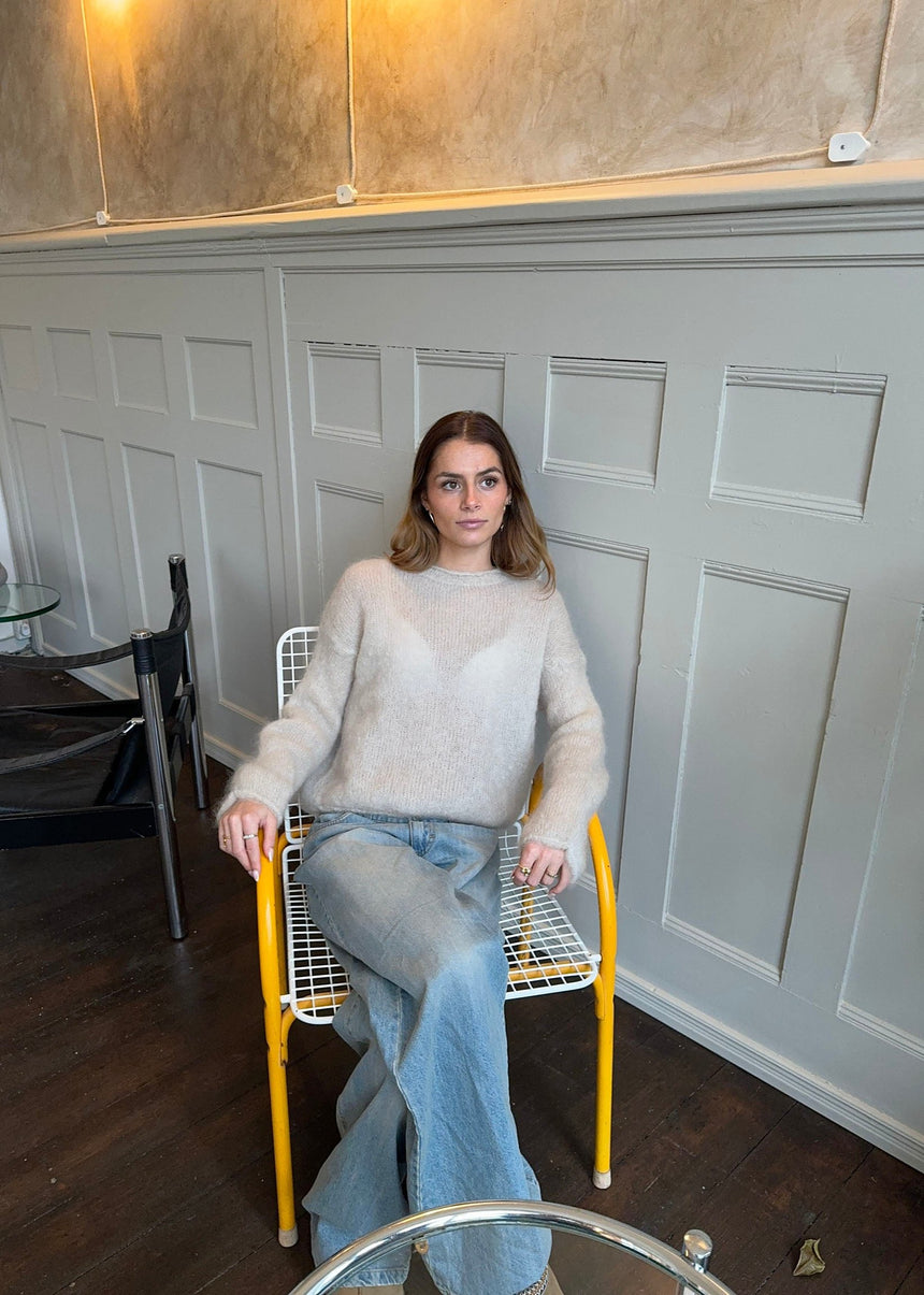 Elara mohair striktrøje - Beige