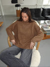 Valdamara striktrøje med turtleneck - Brun