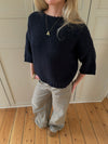 Hedvig striktrøje med korte ærmer - Navy
