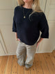 Hedvig striktrøje med korte ærmer - Navy