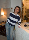 Celestine sweater med striber - Navy/hvid