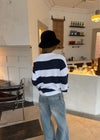 Celestine sweater med striber - Navy/hvid