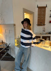 Celestine sweater med striber - Navy/hvid