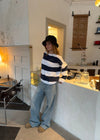 Celestine sweater med striber - Navy/hvid