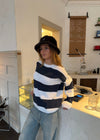 Celestine sweater med striber - Navy/hvid