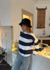 Celestine sweater med striber - Navy/hvid
