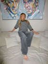 Almina strikket t-shirt med striber - Sort/hvid