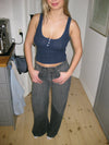 Gatulina pointelle tank top med knapper - Navy