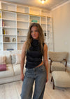 Zandra satin top - Sort