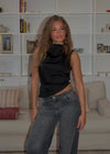 Zandra satin top - Sort