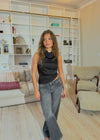 Zandra satin top - Sort