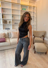 Zandra satin top - Sort