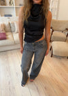 Zandra satin top - Sort