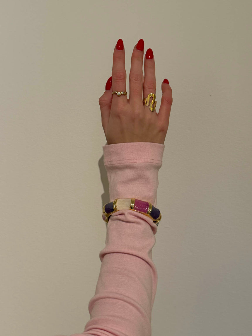 Ebony armbånd med striber - Lilla/rosa/hvid