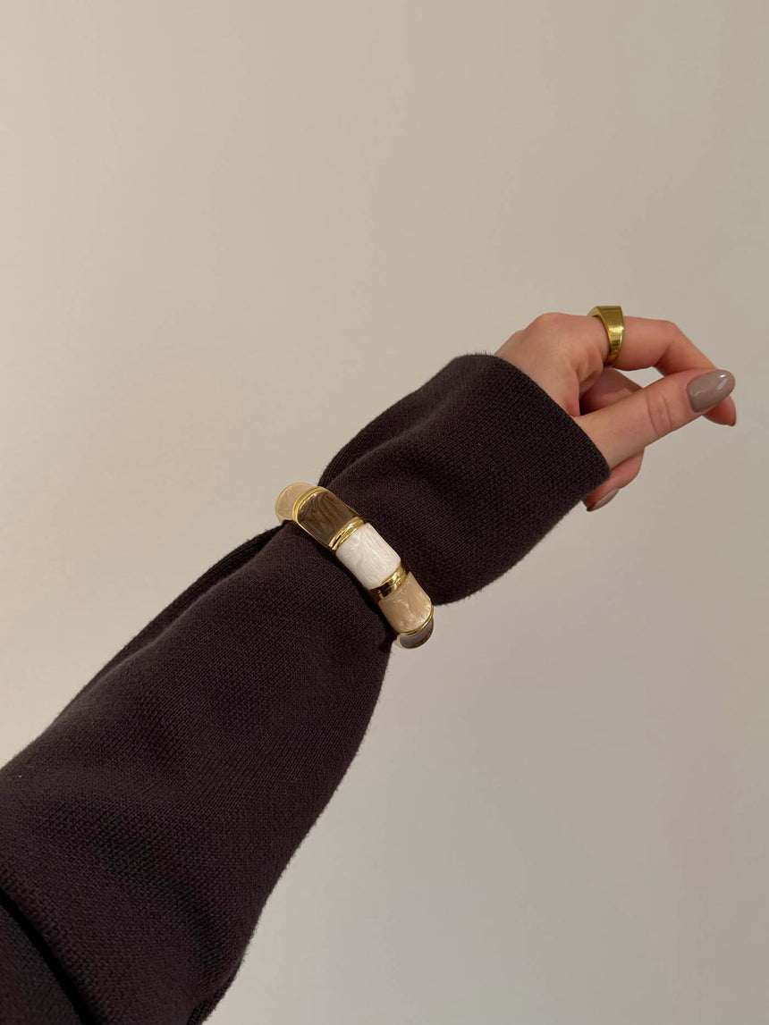 Ebony armbånd med striber - Nude/brun/hvid