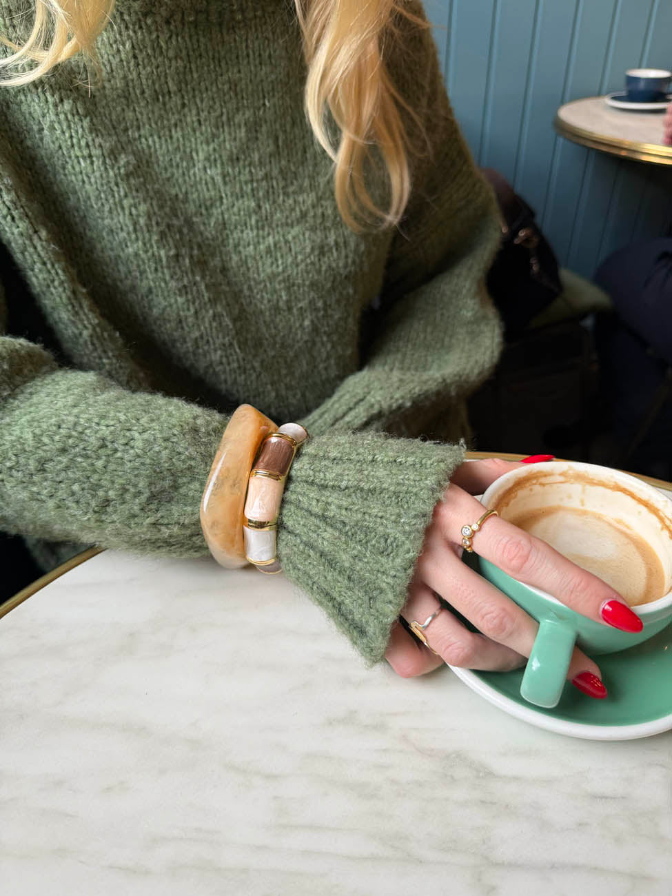 Ebony armbånd med striber - Nude/brun/hvid