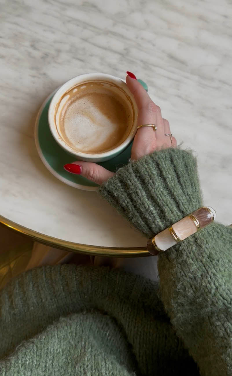 Ebony armbånd med striber - Nude/brun/hvid