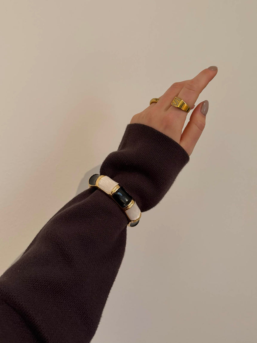 Ebony armbånd med striber - Sort/hvid