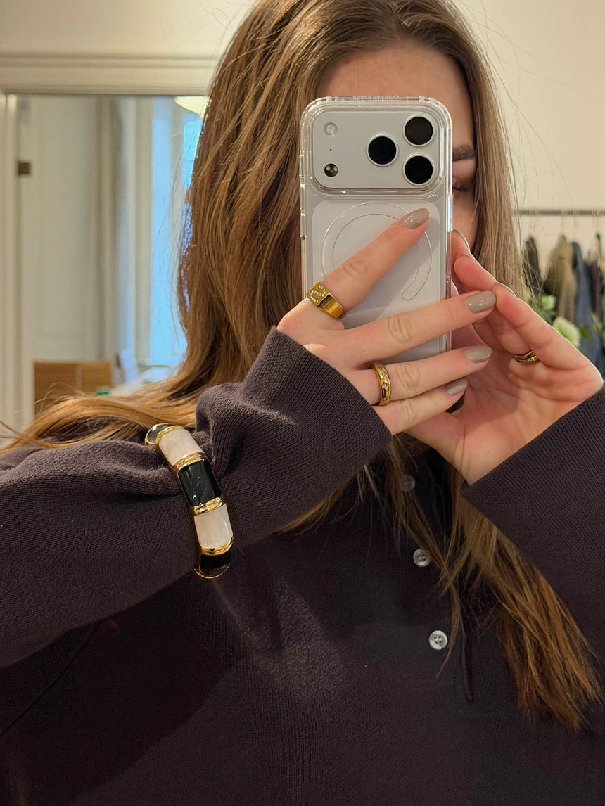 Ebony armbånd med striber - Sort/hvid