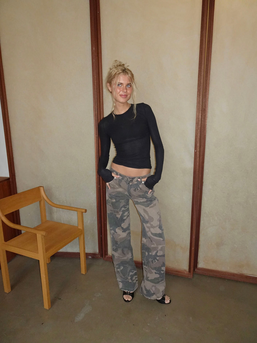 Audrine army jeans - Brun/grøn