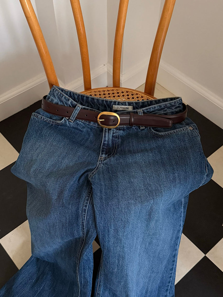 Pure bælte - Mørkebrun/guld