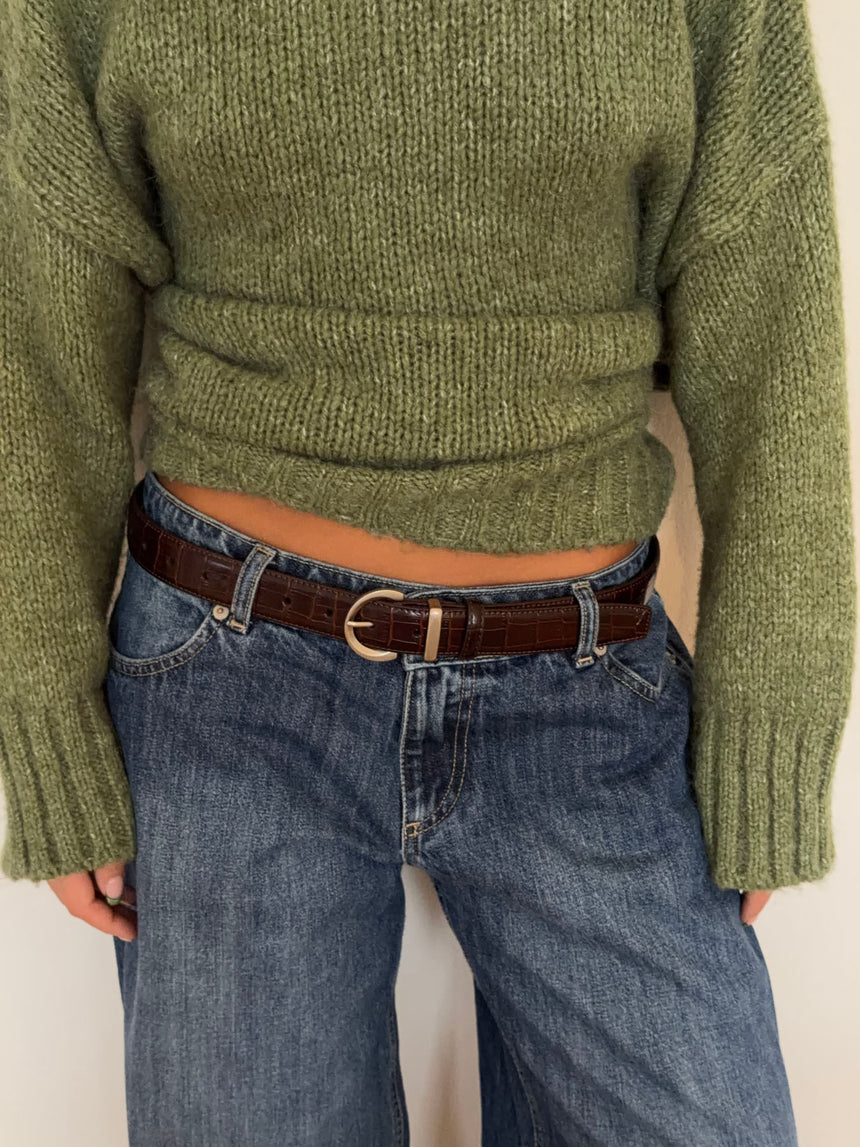 Noble bælte - Mørkebrun/sølv