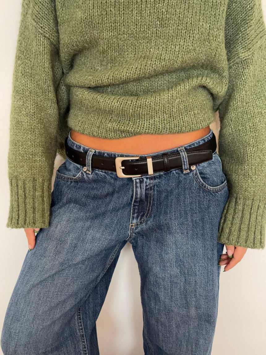 Stone bælte - Sort/sølv