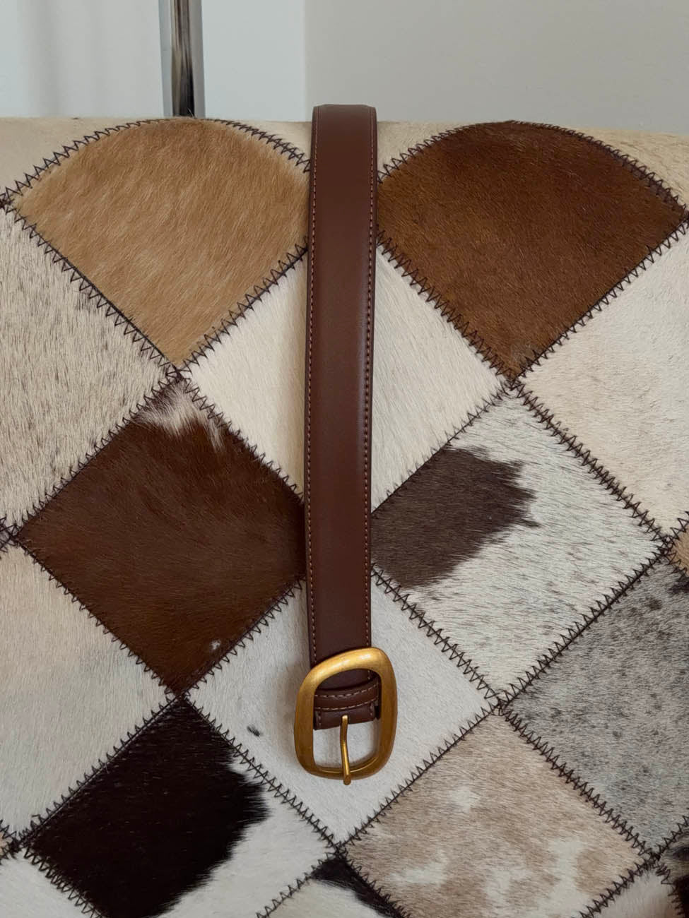 Heritage bælte i imiteret læder - Brun/guld