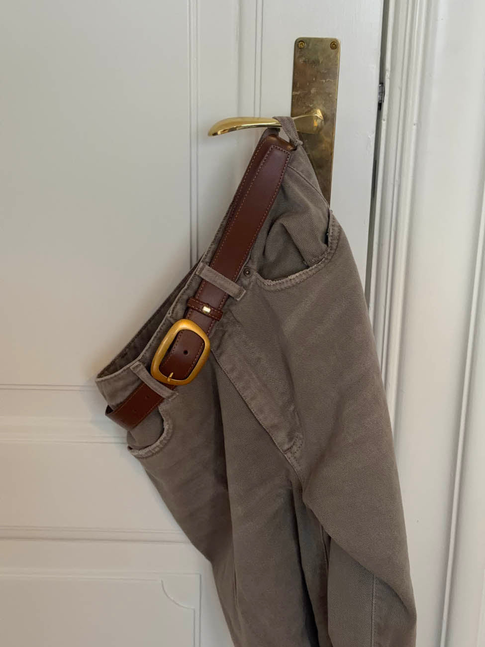 Heritage bælte i imiteret læder - Brun/guld