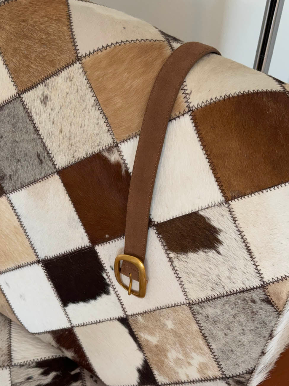 Heritage bælte i imiteret ruskind - Brun/guld