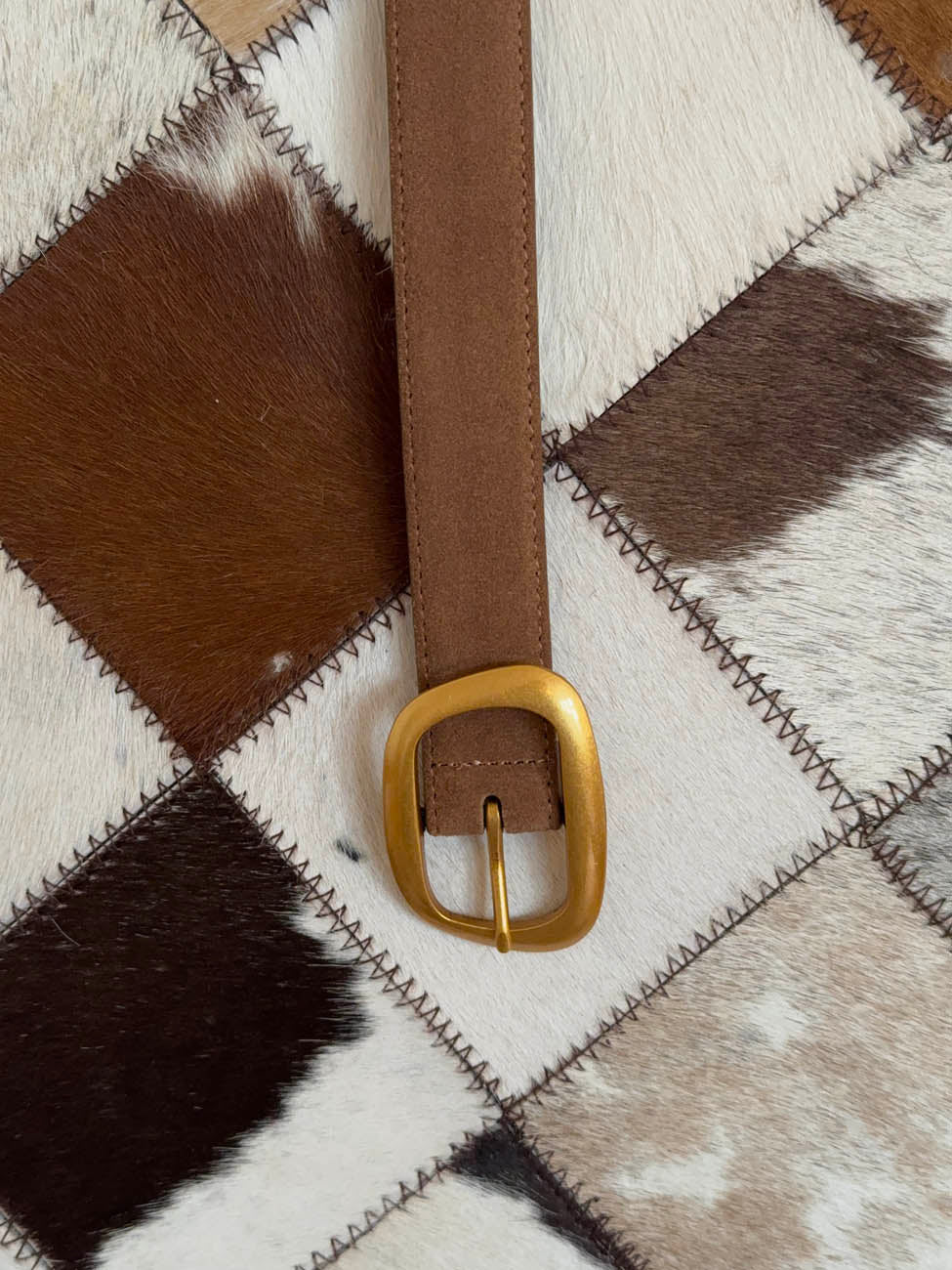 Heritage bælte i imiteret ruskind - Brun/guld