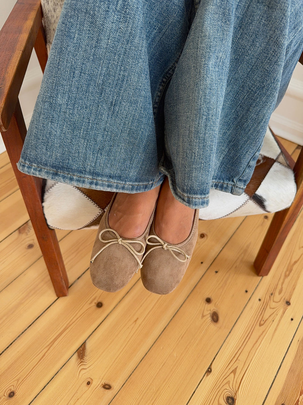 Yuna ballerina med hæl - Beige