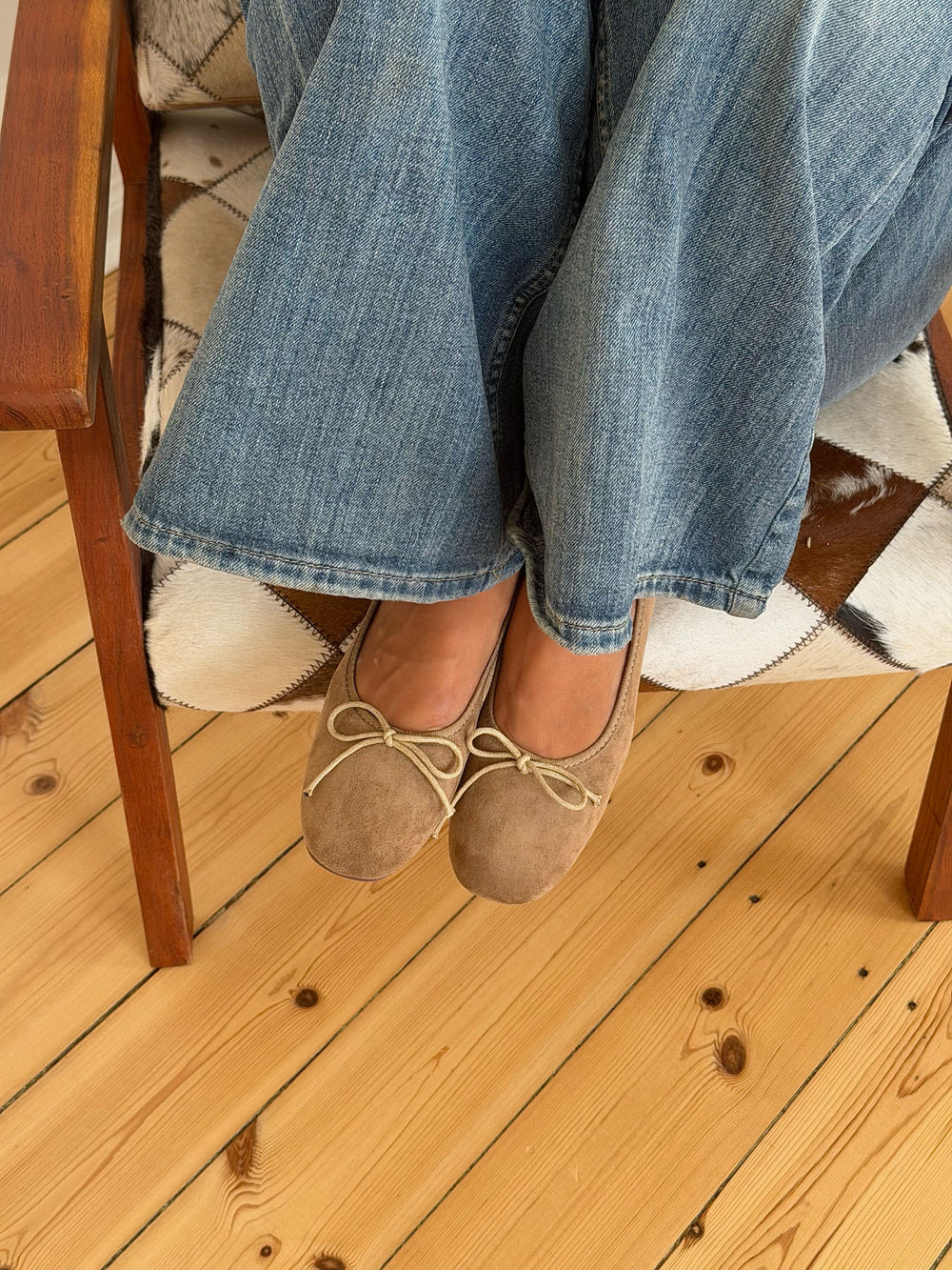Yuna ballerina med hæl - Beige
