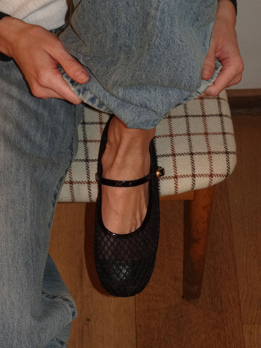 Tilda ballerinaer i mesh med spænde